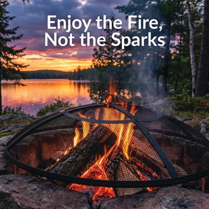 Sunnydaze Round Outdoor Fire Pit Spark Screen - 40" Diameter