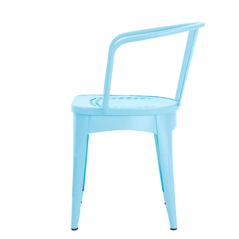 Roomfitters 3-Piece Outdoor Bistro Set Metal Patio Dining Furniture with Round Table and 2 Chairs, Light Blue