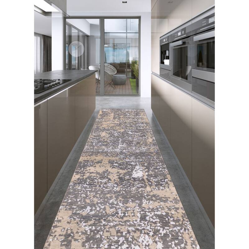 ECARPETGALLERY Hand-knotted Legacy Charcoal Silk, Wool Rug - 2'6 x 10'3