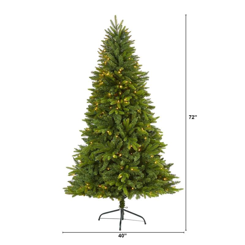 Artificial Christmas Tree 6ft Pre-Lit Clear Lights Holiday Decor Evergreen Tree - Green - 72
