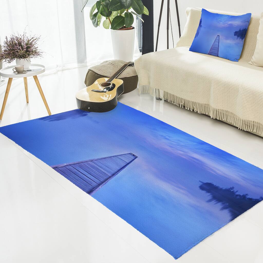 Designart 'Jetty at Blue Dawn Panorama' Bridge Area Rug