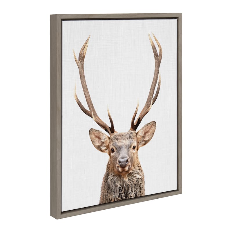 Kate and Laurel Sylvie The Red Deer Color Framed Canvas by Simon Te - 18x24 - Grey