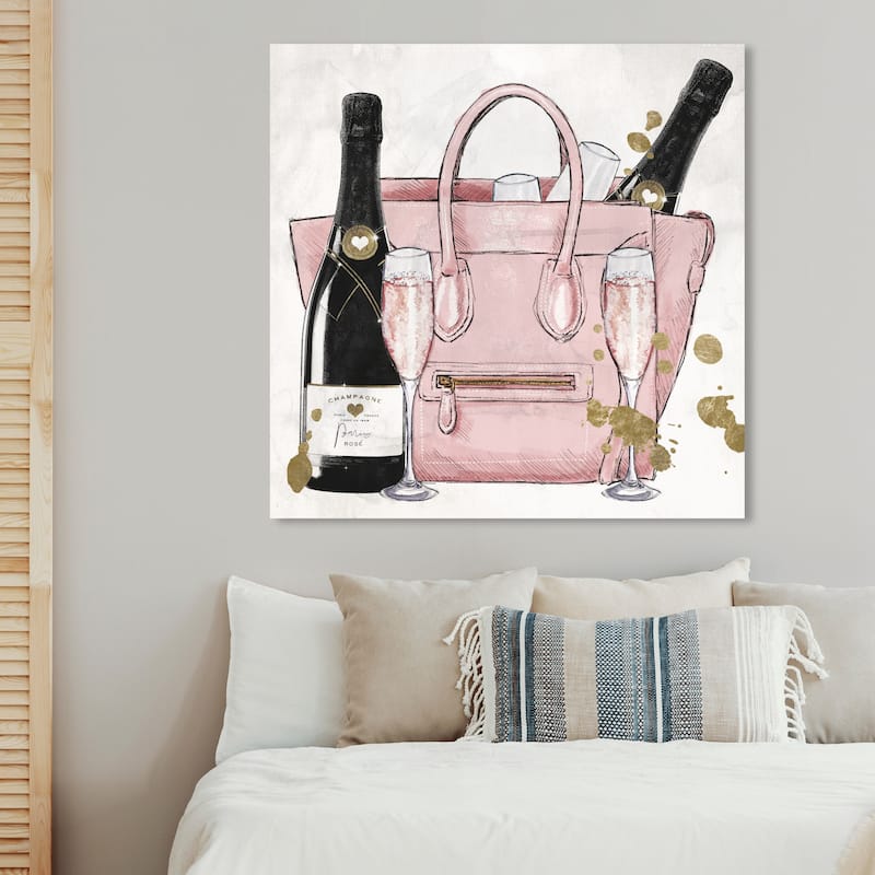 Wynwood Studio Fashion and Glam Rose All Day Shopping Bag Pink and Glam Wall Art Canvas Print - 40 x 40