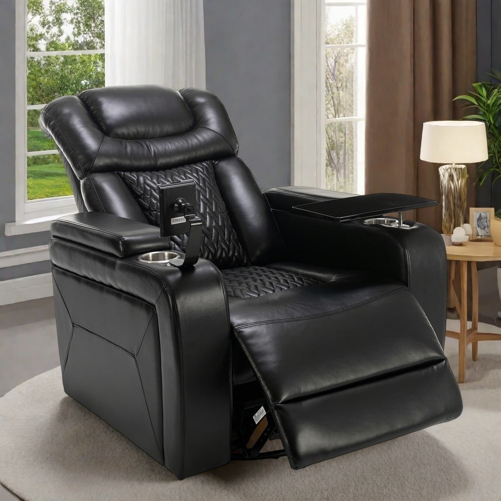 Power Recliner Chair with 270° Swivel, Rocking Function, Tray Table, USB Port, Cup Holders and Phone Holder