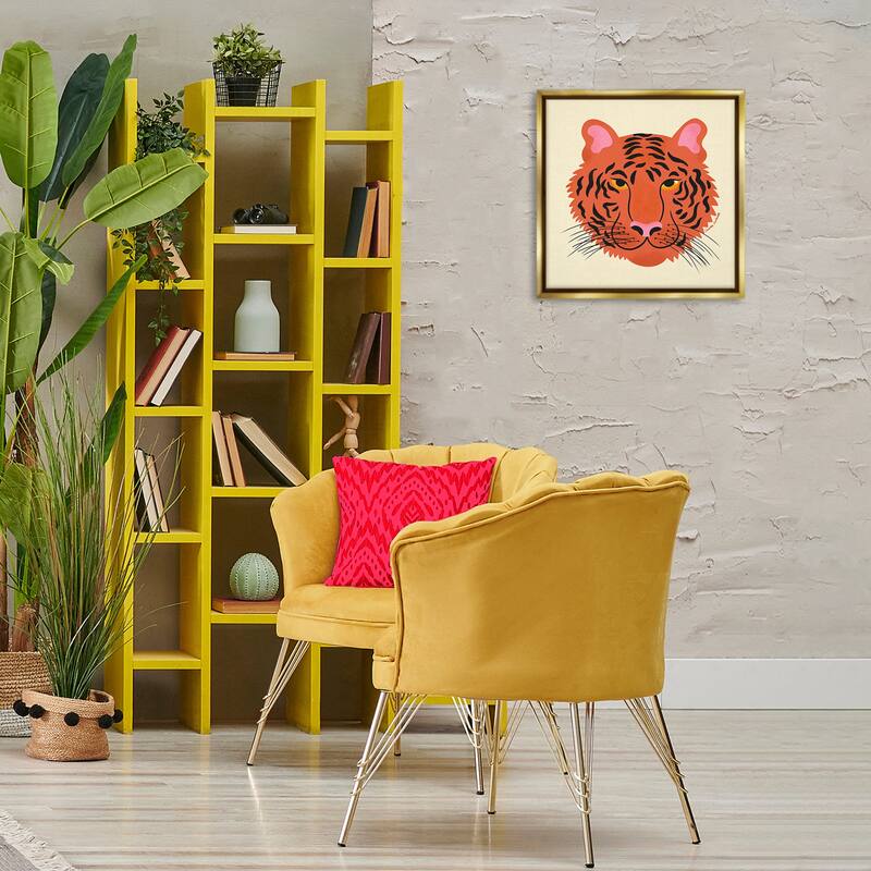 Stupell Modern Wild Tiger Face Framed Floater Canvas Wall Art Design By Carrie Cantwell