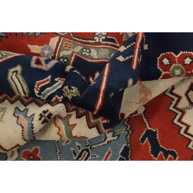 Hand Knotted Oriental 100% Wool Carpet Traditional Medallion Oranges & Rust Heriz (serapi) Area Rug - 8' 10'' X 6' 0''