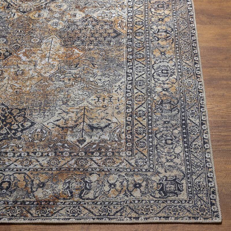 Livabliss Hieronym Traditional Floral Machine Washable Area Rug