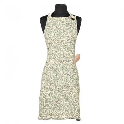 Green And White Floral Apron