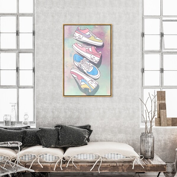 Oliver Gal 'Pastel Tie Dye Skate Shoes' Glam Pink Wall Art Canvas