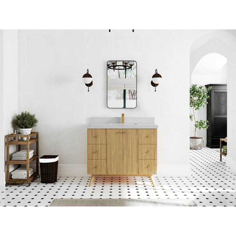 Willow Collections 42 in. W x 22 in. D Pasadena Solid TeakSingle Sink Bathroom Vanity with Countertop