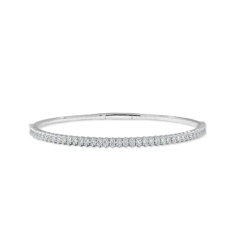 Joelle Collection Diamond Bangle 1 CT TDW Flexible Bracelet 14K Gold - White