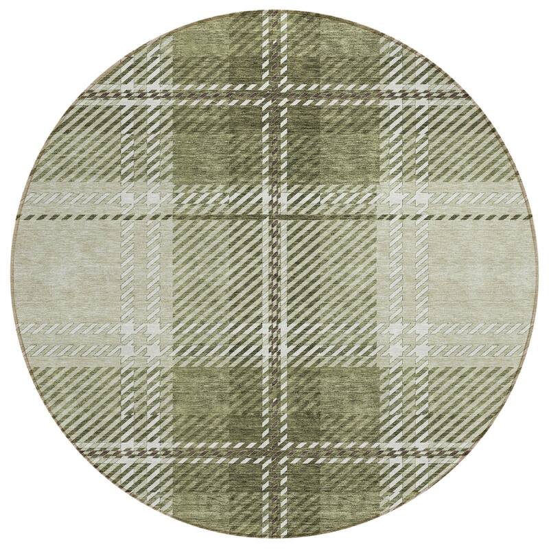HomeRoots Plaid Transitional Rectangle Outdoor Rug