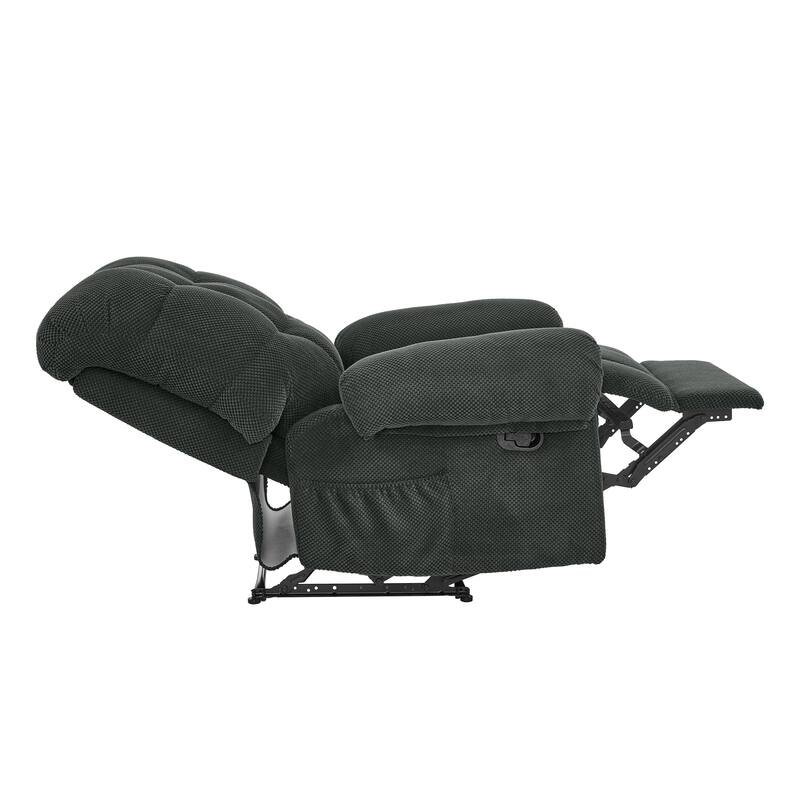 Recliner Chair, Overstuffed Armchair, Manual Recliner, Padded Footrest, Ergonomic Lounge Chair, Soft Fabric Recliner