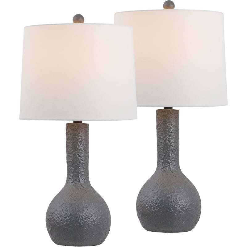 Katee 24.75" Resin/Metal Gourd LED Table Lamp, (Set of 2), By JONATHAN Y - Gray