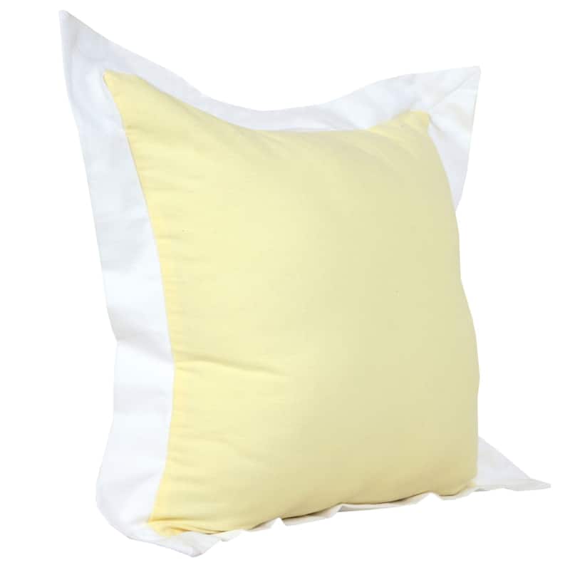 Hand Woven Bordered Flange Frame Throw Pillow - 20" - Pale Yellow and White