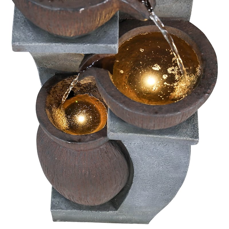 32.8-Inch Floor Standing Waterfall Fountains for Garden, Patio, Deck