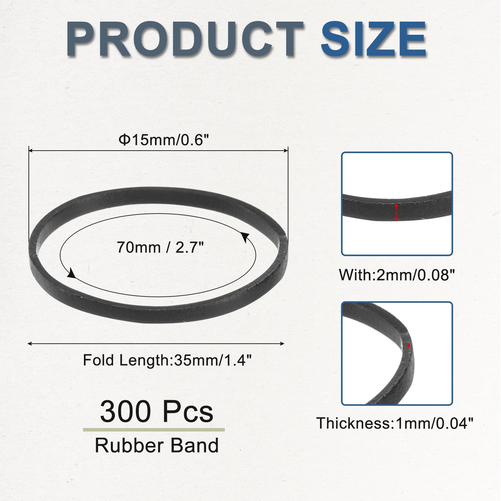 300 Pack Rubber Band Stretchable Rubber Elastic Band Green 15mm x 2mm Hair Rubber Bands for Home Office