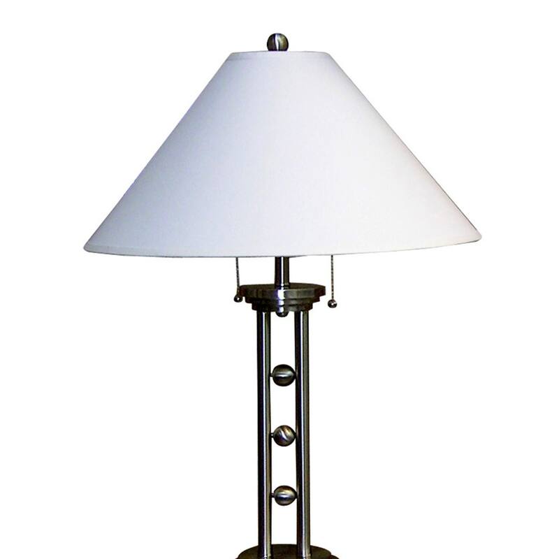 27" Tall Metal "Silver Tone" Table Lamp with Silver finish, White Linen Shade