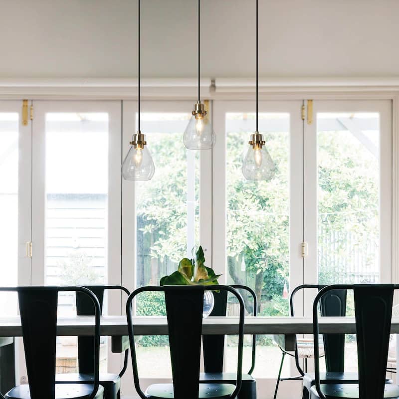 Marsie Modern Ceiling Light 3-light Farmhouse Flush Mount Drop Down Pendant Light Globe Glass