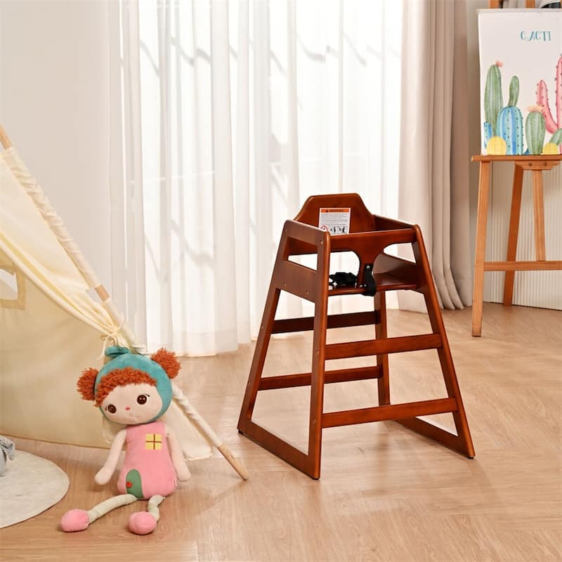 Wooden Double Solid Wood Feeding,Portable High,Baby Booster Chair - Brown