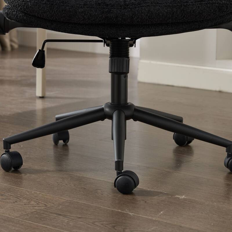 Wide Comfort Swivel Chair for Women, Black Cross-Legged Chair