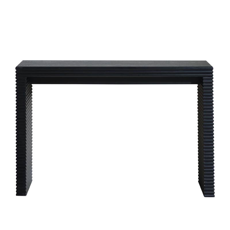 42.7" Wood Modern Console Table - Ribbed Leg Design & Wood Grain Top