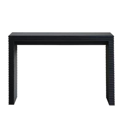 Modern Wood Console Table with Ribbed Design, Living Room Rectangular Entryway Sofa Table, 47.2 Inch Narrow Hallway Table