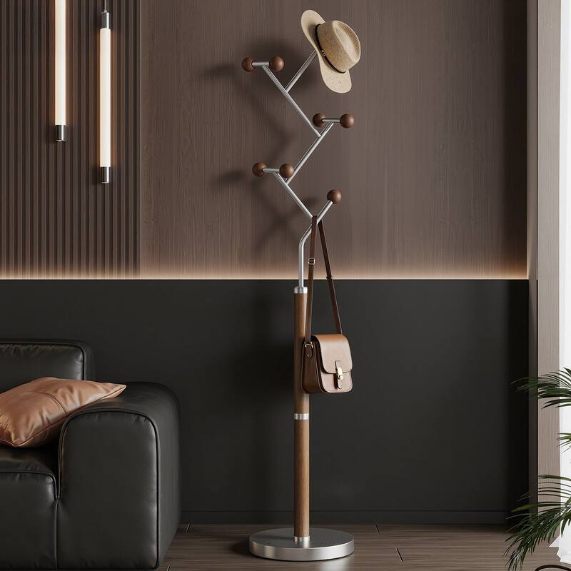 Coat Rack Freestanding, Metal Coat Tree with 8 or 9 Hooks and Heavy Duty Marble Base - 71.26”H x 14.96”W