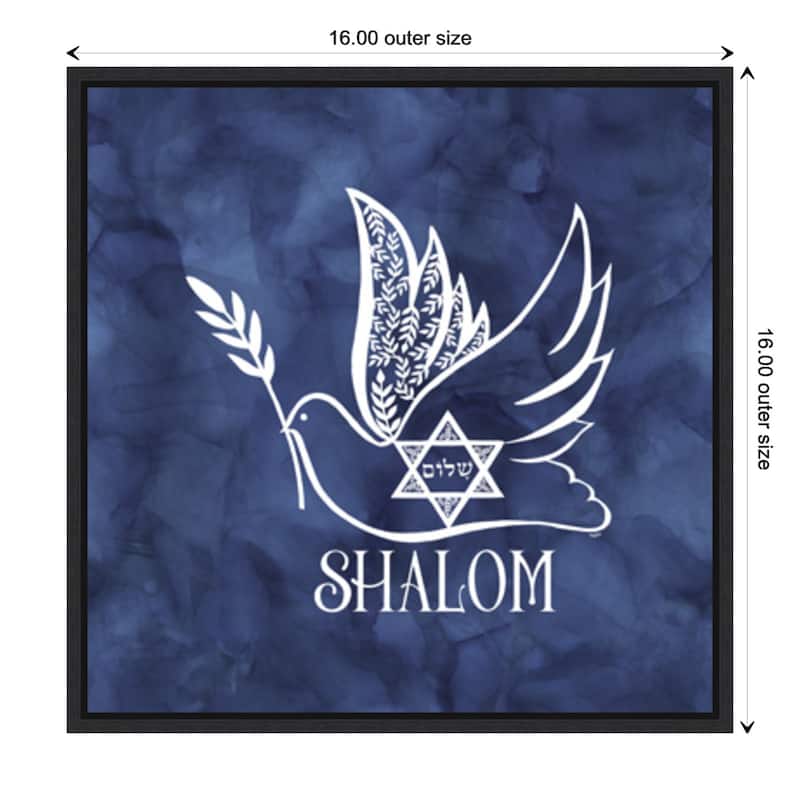 Festival of Lights blue V-Shalom Dove by Tara Reed Canvas Art Framed - Sylvie Black