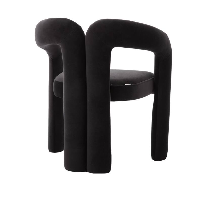 Black 25.2" Accent Chair with Curved Backrest (Set of 2)