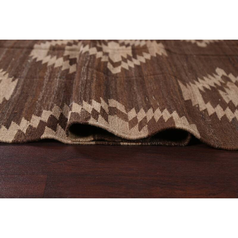 Natural Dye Geometric Tribal Oriental Kilim Area Rug Wool Hand-woven - 4'11" x 6'9"