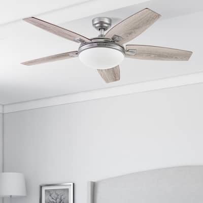 48" Honeywell Carmel Brushed Pewter Ceiling Fan with Integrated Light and Remote