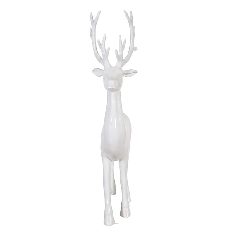 Standing Reindeer Fiberglass Commercial Outdoor Christmas Decoration - 70" - White