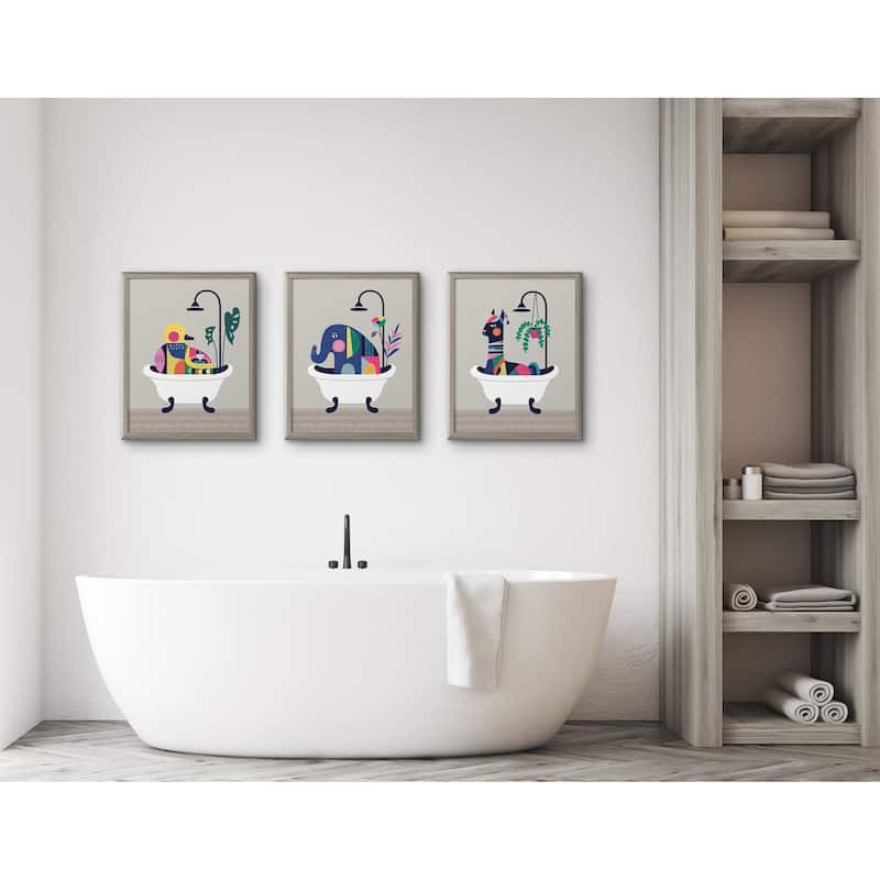 Kate and Laurel Blake Mid Century Modern Duckie in the Tub Framed Printed Glass by Rachel Lee of My Dream Wall