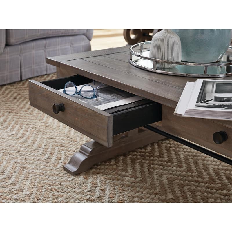 Magnussen Home Tinley Park Dove Tail Grey Rectangular Cocktail Table - 50''W x 30''D x 19''H