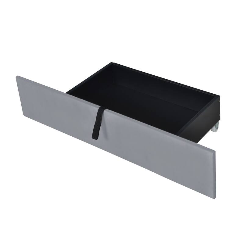 Merax Queen Size Velvet Upholstered Platform Bed with 2 Drawers and 1 Twin XL Trundle