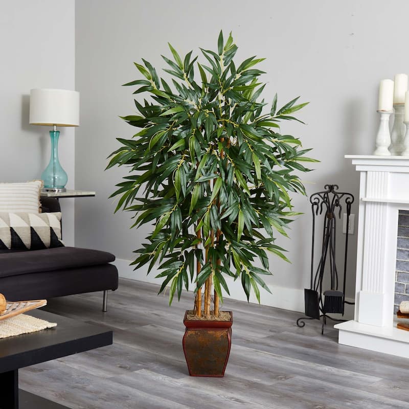 Indoor Artificial Tree - 5.5Ft Faux Bamboo Plant with Planter - Realistic Fake Tree for Home Office Decor - 5.5ft.