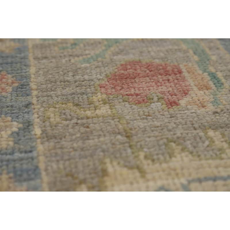 Hand Knotted Oriental 100% Wool Carpet Transitional All-Over Green Oushak Area Rug - 10' 4'' X 8' 2''