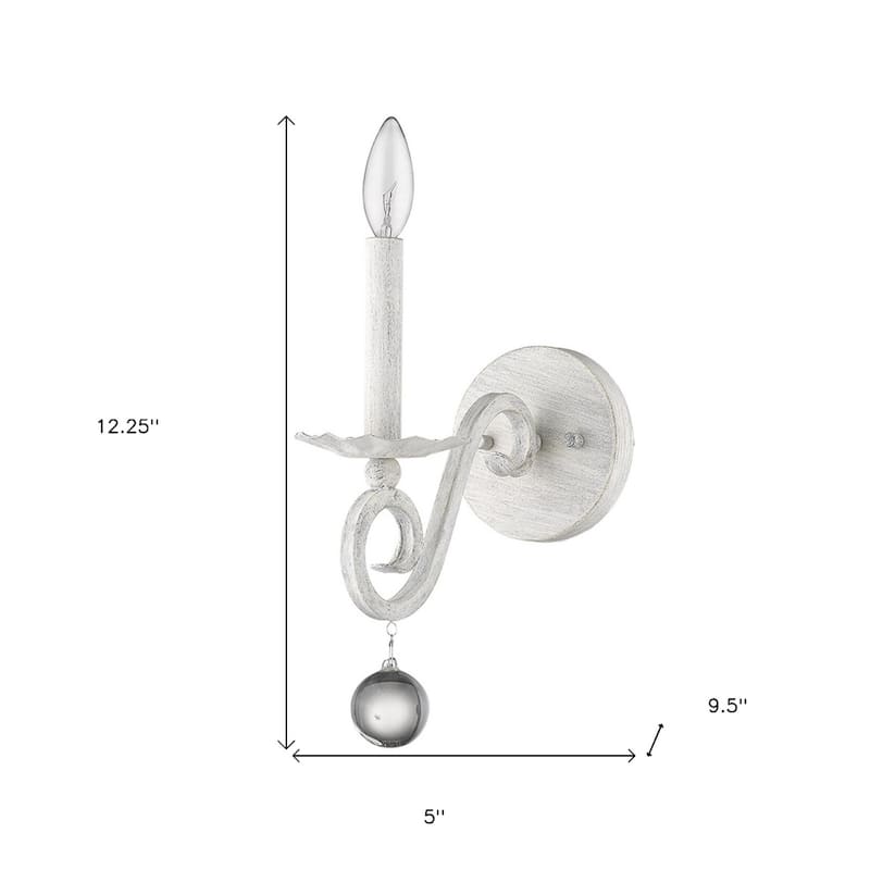 Modern Farmhouse White Wall Sconce with Clear Crystal Accent Metal Flush Mount Light Fixture - 12.25" H x 5" W x 9.5" D