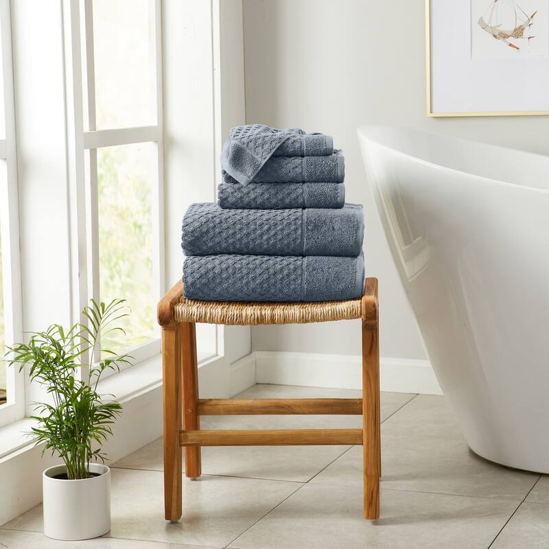 Linery & Co. Cotton Diamond Waffle Texture Bath Towels