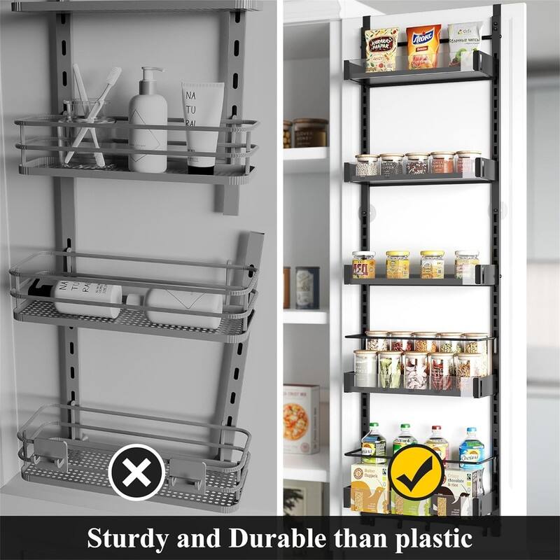 6-Tier Pantry Door Organizer Adjustable - 4.92"D x 14.56"W x 50.6"H