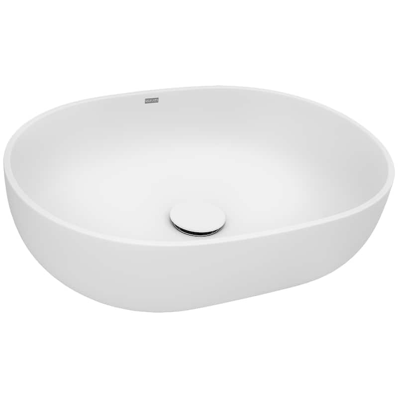 Ruvati 19-inch Matte White epiStone Solid Surface Modern Bathroom Vessel Sink - RVB2119WH - 18-7/8" x 14-5/8"