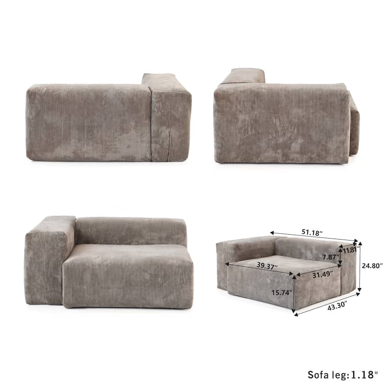 180'' Leathaire Upholstered Sofa Modular Sectional Sofa with Ottoman