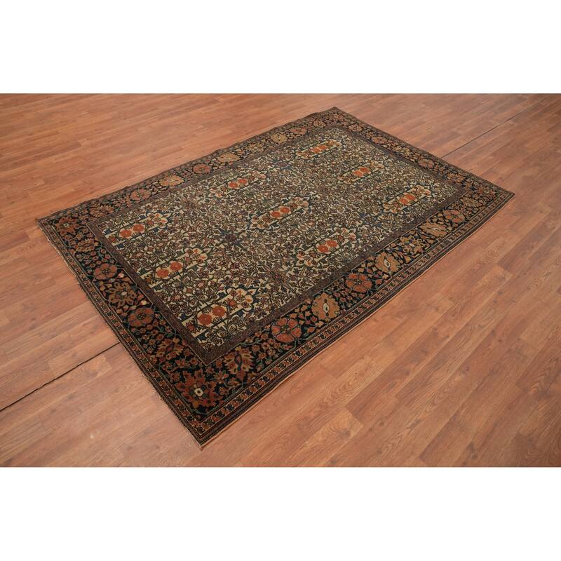 Hand Knotted Oriental 100% Wool Carpet Traditional All-Over Beige & Ivories Sarouk Area Rug - 6' 6'' X 4' 5''