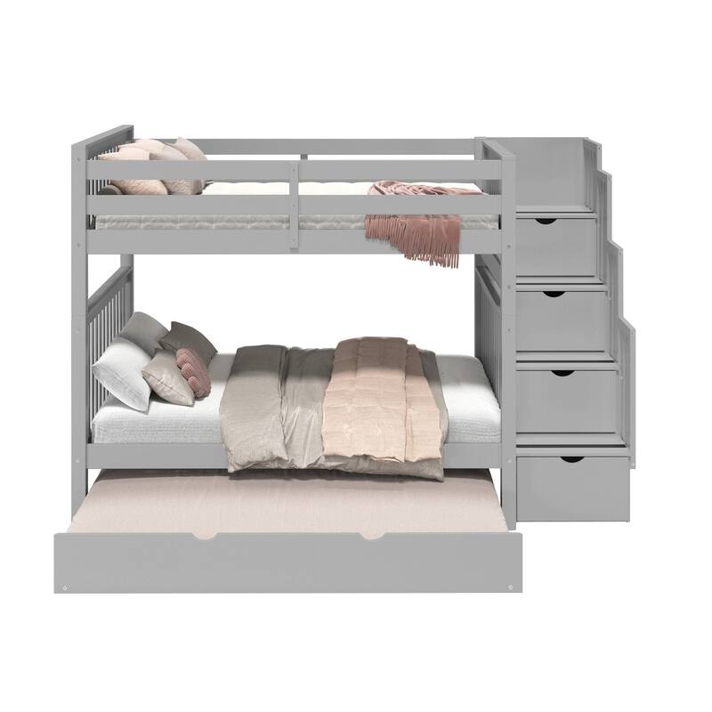 Taylor & Olive Trillium Full over Full Stairway Bunk Bed, Full Trundle