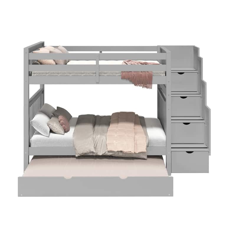 Taylor & Olive Trillium Full over Full Stairway Bunk Bed, Twin Trundle