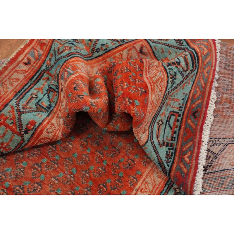 Hand Knotted Oriental 100% Wool Carpet Traditional All-Over Oranges & Rust Botemir Runner Rug - 10' 4'' X 3' 5''