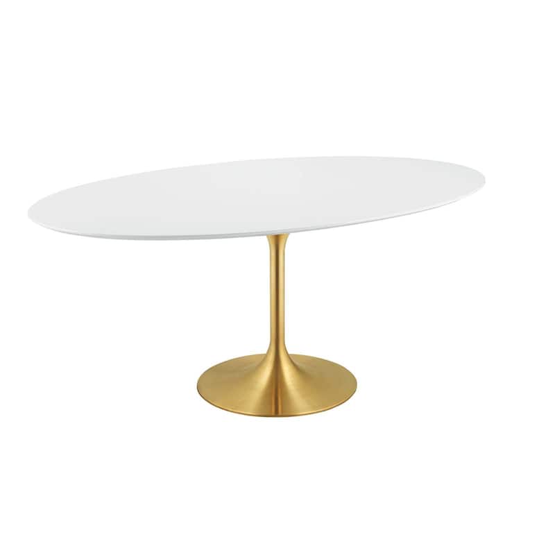 Mid-century Modern Dining Table With White Wood Top and Gold Base