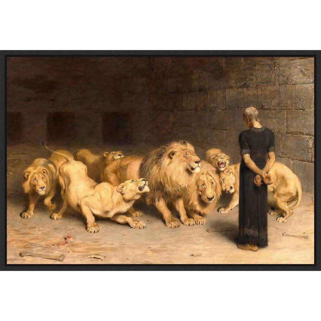 Daniel in the Lions Den 1872 by Briton Riviere Canvas Art Framed