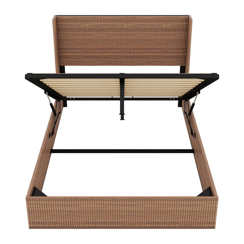Large grooved undulating lift storage bed frame
